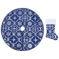 VidaXL Kerstboomrok luxe met sok 90 cm stof blauw - thumbnail
