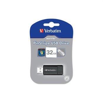 Verbatim Pin Stripe USB-stick 32 GB Zwart 49064 USB-A 2.0 Verbatim Pin Stripe USB-stick 32 GB Zwart 49064 USB-A 2.0