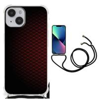 iPhone 14 Doorzichtige Silicone Hoesje Geruit Rood - thumbnail