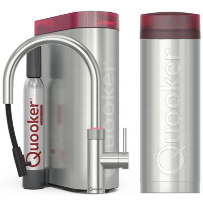 Quooker Flex Round Keukenkraan Set - Kokend Warm- en Koud Water - Uittrekbare Slang - RVS - Inclusief PRO3 Reservoir & CUBE - Direct Gekoeld Bruisend Water