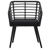 Tuinstoelen 2 st met kussens poly rattan zwart - thumbnail