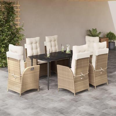 7-delige Tuinset met kussens poly rattan beige 7-delige Tuinset met kussens poly rattan beige