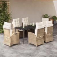 7-delige Tuinset met kussens poly rattan beige - thumbnail