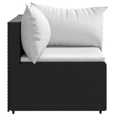 Tuinhoekbanken met kussens 2 st poly rattan zwart - thumbnail