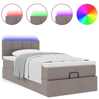 Ottoman bed met matras en LED's 120x200cm stof taupe