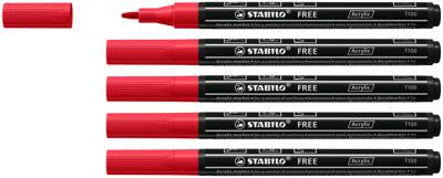 Acrylmarker STABILO Free Acrylic T100 karmijnrood Acrylmarker STABILO Free Acrylic T100 karmijnrood