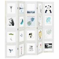 Kamerscherm met 5 panelen massief paulowniahout wit - thumbnail