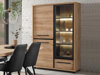 Vitrinekast RIMINI 3 deuren 1 lade arizona eik Vitrinekast RIMINI 3 deuren 1 lade arizona eik