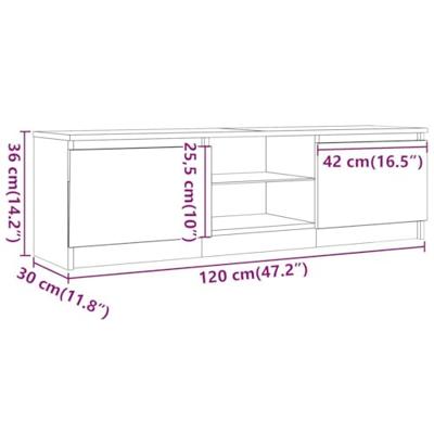 Tv-meubel met LED 120x30x36 cm bewerkt hout artisanaal eiken