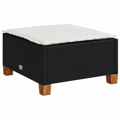 7-delige Loungeset met kussens poly rattan zwart