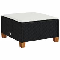 7-delige Loungeset met kussens poly rattan zwart - thumbnail