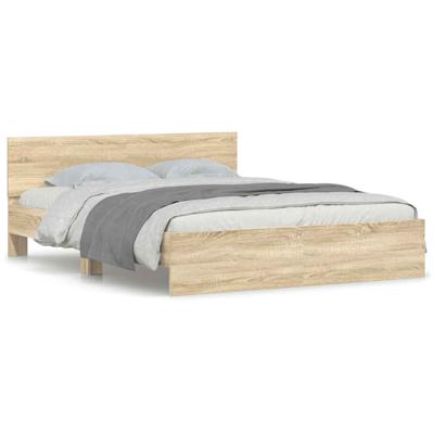 Bedframe met hoofdeinde sonoma eikenkleurig 160x200 cm - thumbnail