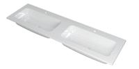 INK Wastafel Faktor polystone dubbel met 2 kraangaten 160 cm x 45 cm x 1,5 cm Glans wit 3407042 - thumbnail