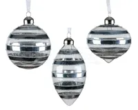 Kerstbal Glas Glitter Ø8cm Mist Blauw Assorti 1st - thumbnail