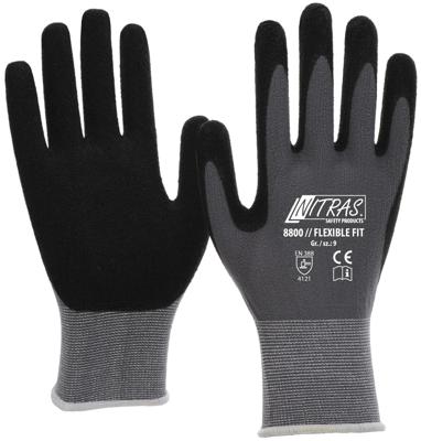 NITRAS SAFETY Nitras fijn gebreide handschoen "flexible fit" glove size 9 knit gray/sw flexible fit