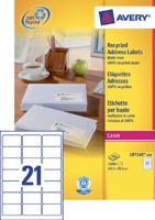 Etiket Avery LR7160-100 63.5x38.1mm recycled wit 2100 etiketten - thumbnail