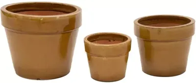 Mega Collections Bloempot Basic Geglazuurd Ø38xH30 cm Honinggeel