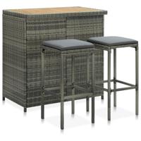 3-delige Barset poly rattan grijs - thumbnail