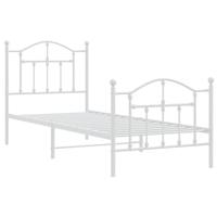 Bedframe met hoofd- en voeteneinde metaal wit 90x200 cm - thumbnail