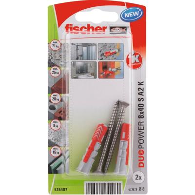 Fischer 535487 DuoPower 8 x 40 S A2 K NV Deuvelset 40 mm 8 mm 1 set(s) Fischer 535487 DuoPower 8 x 40 S A2 K NV Deuvelset 40 mm 8 mm 1 set(s)
