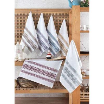 Set van 6 badhanddoeken - 40 x 60 cm - Wit, Bruin, Geel, Blauw, Paars, Grijs