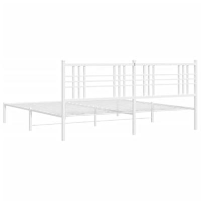 Bedframe met hoofdbord metaal wit 200x200 cm