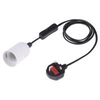 E27 Wire Cap schakelaar lamp houder kroonluchter stopcontact met 1.5 m verlengkabel grote UK plug (wit) - thumbnail