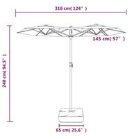 Parasol dubbel dak met LED's 316x240 cm zwart - thumbnail