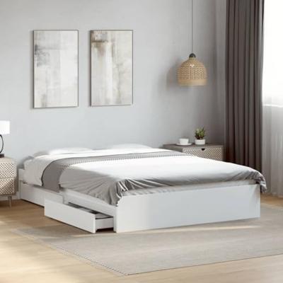 Bedframe met lades bewerkt hout wit 140x200 cm