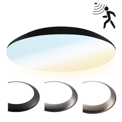 LED Bulkhead - Bewegingssensor - Ø38 cm - 25 watt - 2600 Lumen - 3 Lichtkleuren - CCT Switch - IP65 Waterdicht - IK10 - Zwart - Plafondlamp