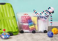 Rotho Roller Opbergbox met Deksel en Wielen 57L Antraciet/Transparant - thumbnail