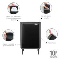 Brabantia Bo hi afvalemmer 12 liter met kunststof binnenemmer matt black - thumbnail