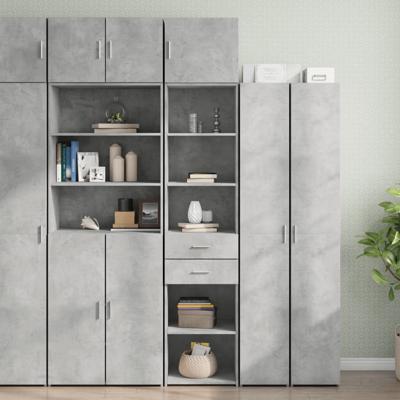 Opbergkast smal 45x42,5x225 cm bewerkt hout betongrijs - thumbnail