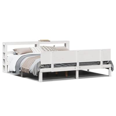 Bedframe met hoofdeinde zonder matras 200x200 cm wit - thumbnail