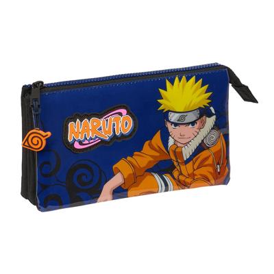 Pennenetui met 3 vakken Naruto Ninja Blauw Zwart 22 x 12 x 3 cm