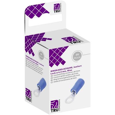 TRU COMPONENTS T1904C060 Ringkabelschoen Dwarsdoorsnede (max.): 2.50 mm² Schachtdiameter: 4.30 mm Deels geïsoleerd Blauw 25 stuk(s)