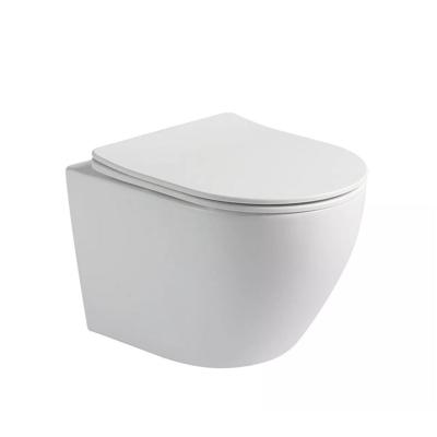 Wandcloset Sanilux Color Line Rimless 49x37x37 cm Met Slim Flatline Softclose Zitting Mat Wit Sanilux