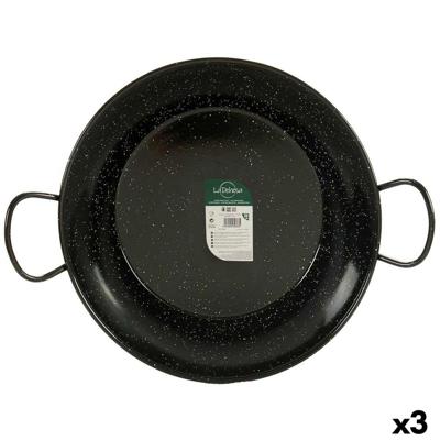Paella Pan La Dehesa Zwart Geëmailleerd Staal Ø 45 cm 46 x 13,5 x 58 cm 58 x 13,5 x 46 cm (3 Stuks)