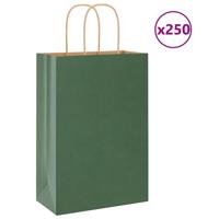VidaXL Papieren zakken 250 st met hengsels 21x11x31 cm groen - thumbnail
