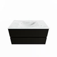 MONDIAZ VICA-DLUX 90cm badmeubel onderkast Urban 2 lades. Inbouw wastafel CLOUD midden 1 kraangat, kleur Opalo. - thumbnail