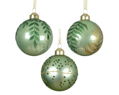 Kerstbal Glas Tak Matcha Groen Ø8cm Assorti 1st
