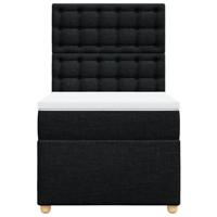 Boxspring met matras stof zwart 90x190 cm - thumbnail