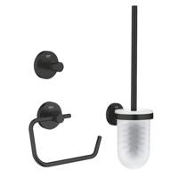 Grohe Start accessoiresset 3-in-1 - closetrolhouder - zonder klep - handdoekhaak - met closetborstelgarnituur - met glazen inzet - mat zwart SW924872 / SW924759 / SW924692 - thumbnail