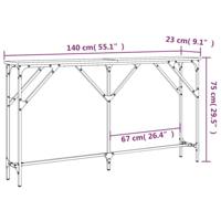 Wandtafel 140x23x75 cm bewerkt hout gerookt eikenkleurig - thumbnail