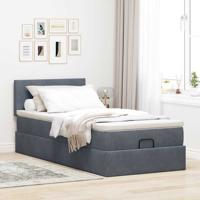 Ottoman bed met matras en LED's 140x190cm fluweel donkergrijs - thumbnail