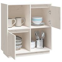 Dressoir 74x35x80 cm massief grenenhout wit - thumbnail