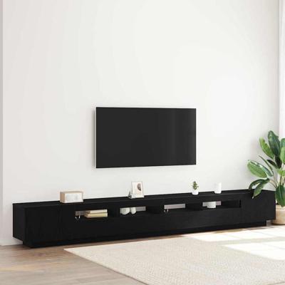 TV-meubel met LED-verlichting Zwart Eiken 300x35x40 cm Geengineerd Hout