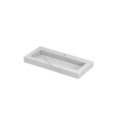 INK Pitch Wastafel Keramische Slab Centraal met Drain en Front en Side Skirts 1 Kraangat - 1000x450x90 mm - Calacatta Mat