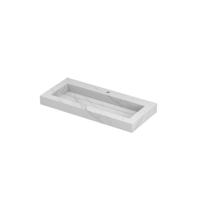INK Pitch Wastafel Keramische Slab Centraal met Drain en Front en Side Skirts 1 Kraangat - 1000x450x90 mm - Calacatta Mat - thumbnail