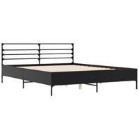 Bedframe bewerkt hout metaal zwart 160x200 cm - thumbnail